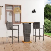 vidaXL 3 Piece Patio Bar Set Gray