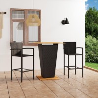 vidaXL 3 Piece Patio Bar Set Black