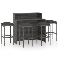 vidaXL 5 Piece Patio Bar Set with Cushions Gray