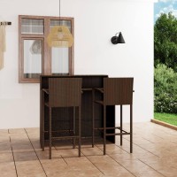 vidaXL 3 Piece Patio Bar Set Brown