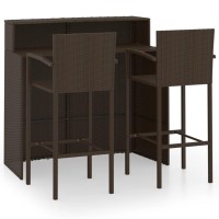 vidaXL 3 Piece Patio Bar Set Brown