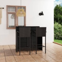 vidaXL 3 Piece Patio Bar Set Black