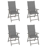 Vidaxl Patio Reclining Chairs 4 Pcs With Cushions Solid Acacia Wood