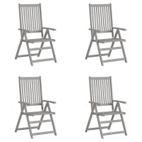 Vidaxl Patio Reclining Chairs 4 Pcs Gray Solid Acacia Wood