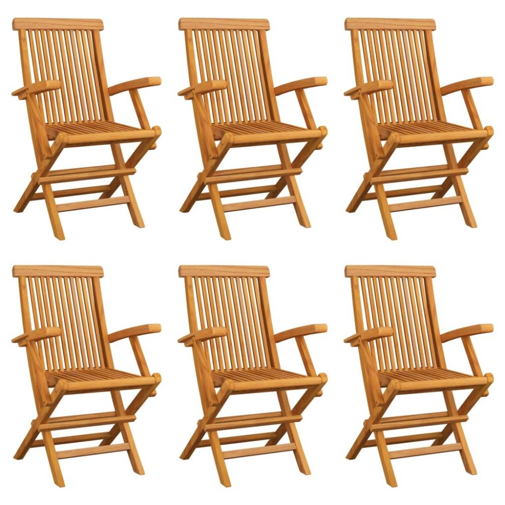 vidaXL Folding Patio Chairs 6 pcs Solid Teak Wood