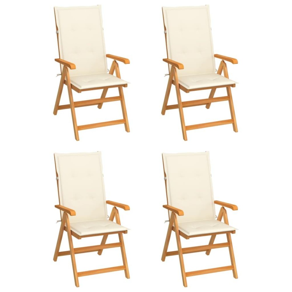 Vidaxl Patio Chairs 4 Pcs With Cream Cushions Solid Teak Wood