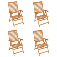 vidaXL Patio Chairs 4 pcs with Gray Cushions Solid Teak Wood