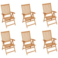 vidaXL Patio Chairs 6 pcs with Beige Cushions Solid Teak Wood