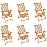 vidaXL Patio Chairs 6 pcs with Green Cushions Solid Teak Wood