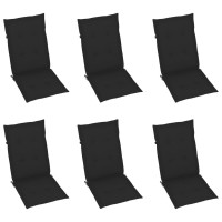 vidaXL Patio Chairs 6 pcs with Black Cushions Solid Teak Wood