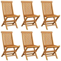 Vidaxl Patio Chairs With Taupe Cushions 6 Pcs Solid Teak Wood
