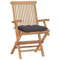 Vidaxl Patio Chairs With Anthracite Cushions 4 Pcs Solid Teak Wood