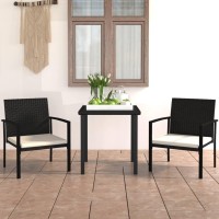 Vidaxl 3 Piece Patio Dining Set Poly Rattan Black