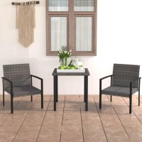 Vidaxl 3 Piece Patio Dining Set Poly Rattan Gray