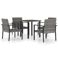 Vidaxl 5 Piece Patio Dining Set Poly Rattan Gray