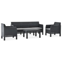 vidaXL 4 Piece Patio Lounge Set with Cushions PP Rattan Anthracite