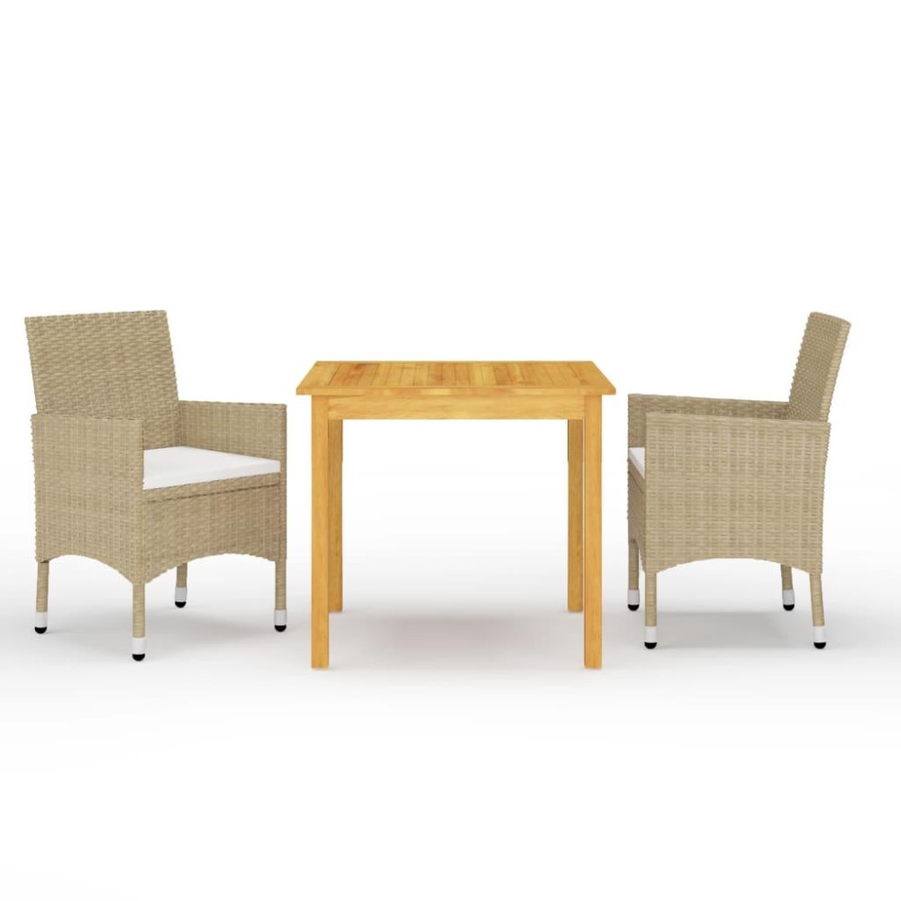 vidaXL 3 Piece Patio Dining Set Beige