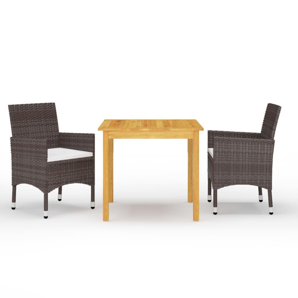 vidaXL 3 Piece Patio Dining Set Brown