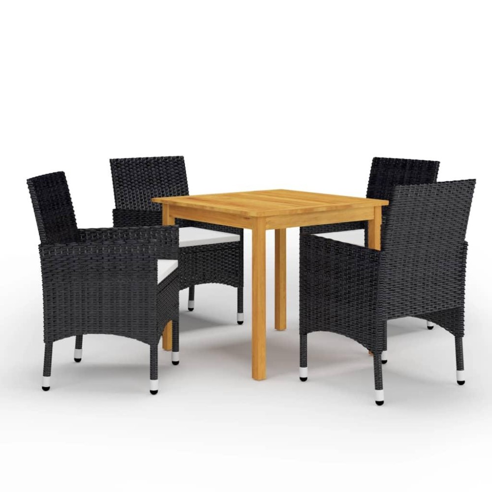 vidaXL 5 Piece Patio Dining Set Black