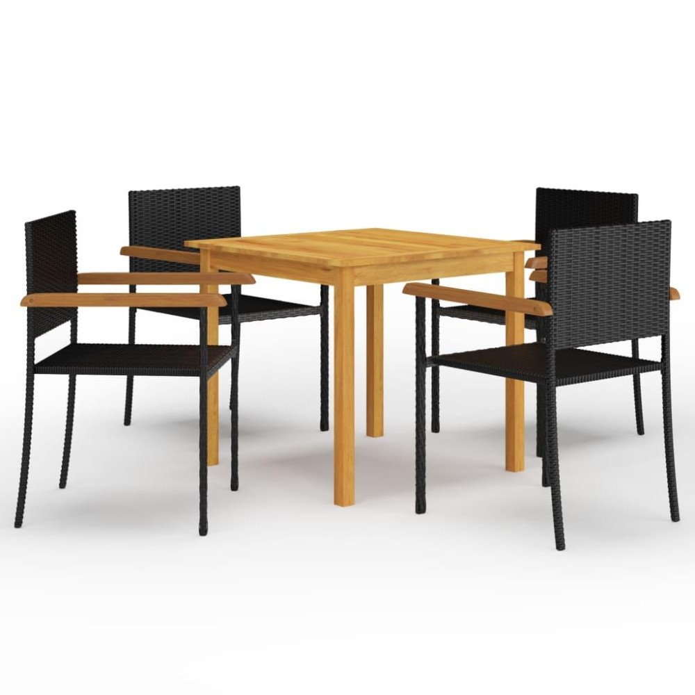 vidaXL 5 Piece Patio Dining Set Black