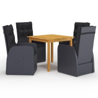 vidaXL 5 Piece Patio Dining Set Black