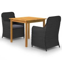 vidaXL 3 Piece Patio Dining Set Black