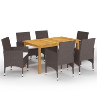 vidaXL 7 Piece Patio Dining Set Brown