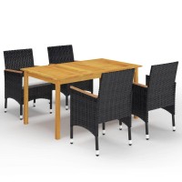 vidaXL 5 Piece Patio Dining Set Black