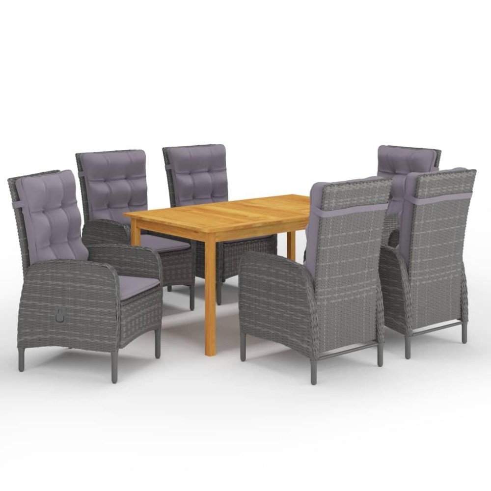 vidaXL 7 Piece Patio Dining Set Gray