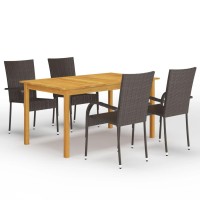 vidaXL 5 Piece Patio Dining Set Brown