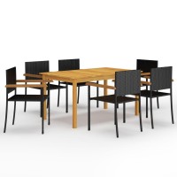 vidaXL 7 Piece Patio Dining Set Black