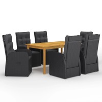 vidaXL 7 Piece Patio Dining Set Black