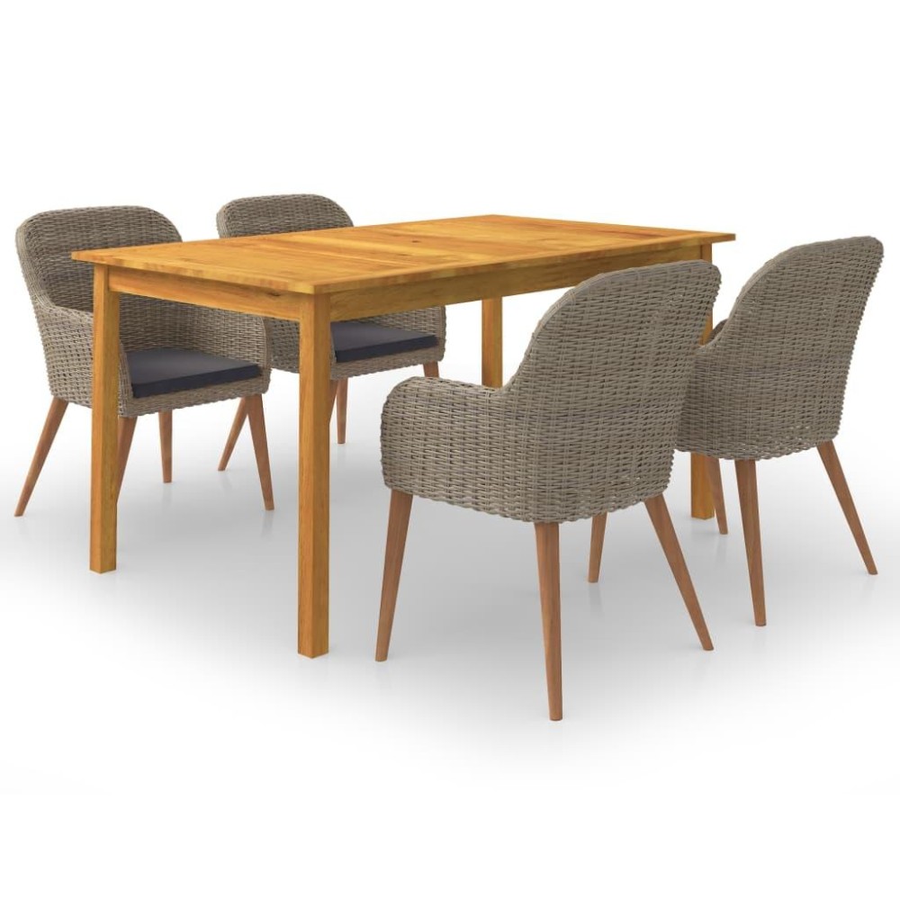 vidaXL 5 Piece Patio Dining Set Brown