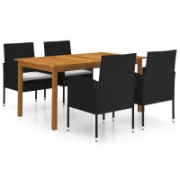 vidaXL 5 Piece Patio Dining Set Black