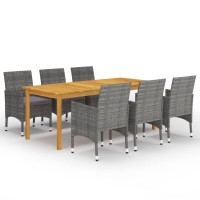 vidaXL 7 Piece Patio Dining Set Gray