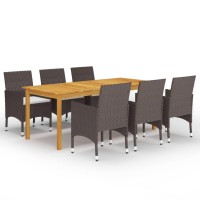 vidaXL 7 Piece Patio Dining Set Brown