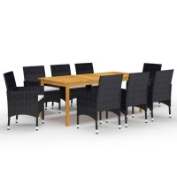 vidaXL 9 Piece Patio Dining Set Black