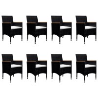 vidaXL 9 Piece Patio Dining Set Black