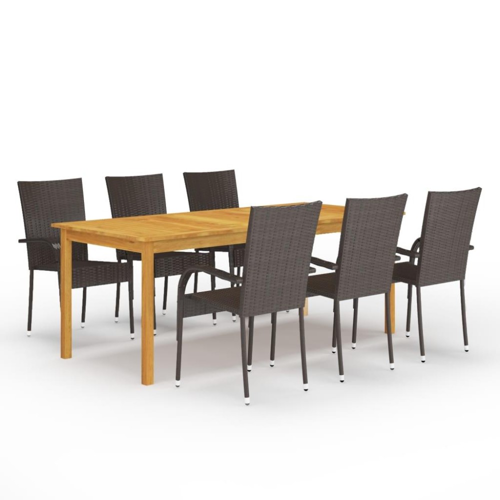 Vidaxl 7 Piece Patio Dining Set Brown