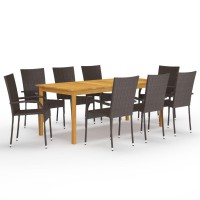 Vidaxl 9 Piece Patio Dining Set Brown