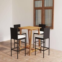 Vidaxl 5 Piece Patio Bar Set With Cushions Black