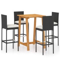 Vidaxl 5 Piece Patio Bar Set With Cushions Black