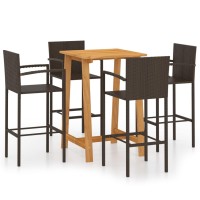 vidaXL 5 Piece Patio Bar Set Brown