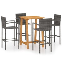 vidaXL 5 Piece Patio Bar Set Gray