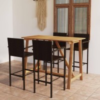 vidaXL 5 Piece Patio Bar Set Brown