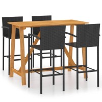 vidaXL 5 Piece Patio Bar Set Black