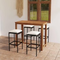 vidaXL 5 Piece Patio Bar Set with Cushions Black