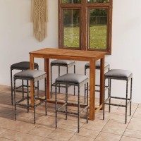 vidaXL 7 Piece Patio Bar Set with Cushions Gray