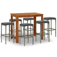 vidaXL 7 Piece Patio Bar Set with Cushions Gray