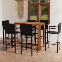 vidaXL 7 Piece Patio Bar Set Black